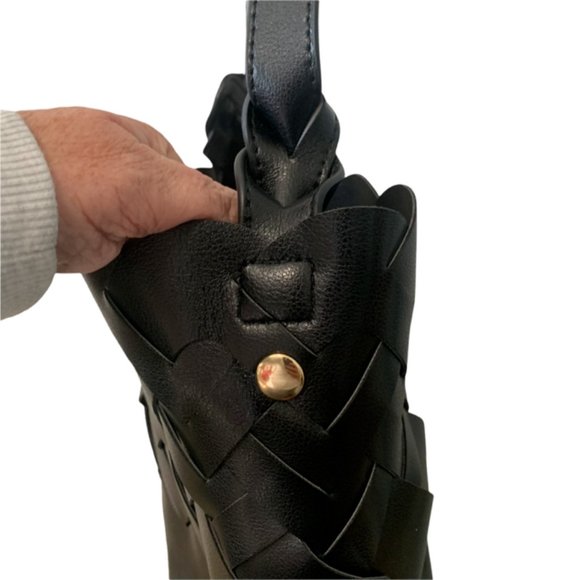 Black Braided Bucket Shoulder Bag - Picture 3 of 6